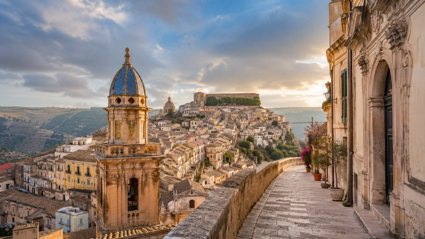 Historic Town At Golden Hour