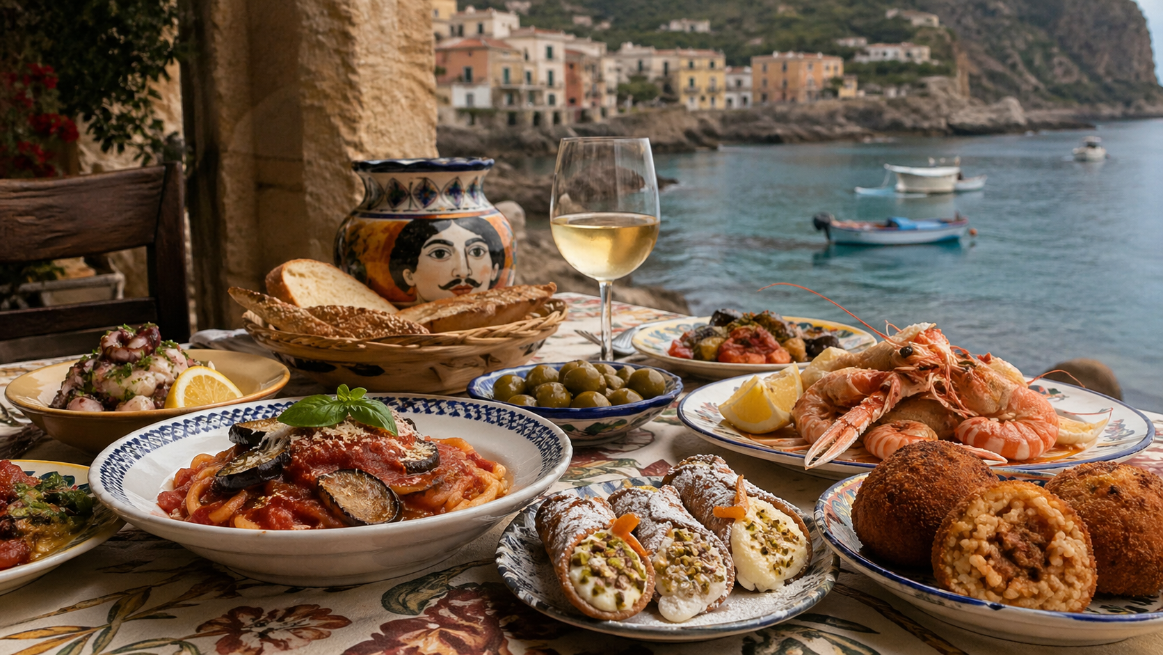 Sizilianisches Abendessen am Meer