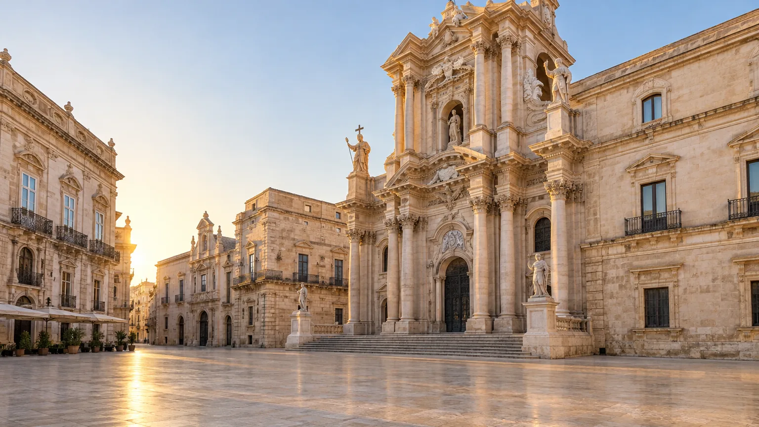 Piazza Duomo von Ortigia mit der Barockfassade des Doms